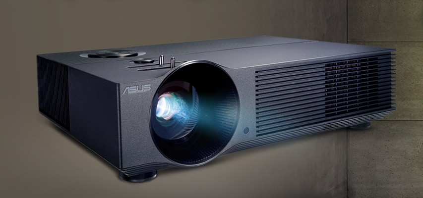 ASUS ProArt laser projector with illuminated lens and ventilation grilles