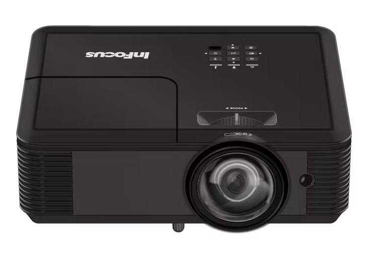 InFocus IN2138HD projector top view with control panel and lens
